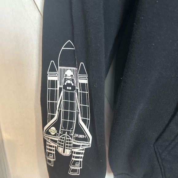 NASA Men’s Medium Hoodie – Black Graphic Space Shuttle Planets 0004 - Picture 3 of 6